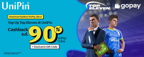 Top Eleven Kini Hadir di UniPin! – Ekstra Cashback 90% dengan Top Up Tokens Pakai GoPay!